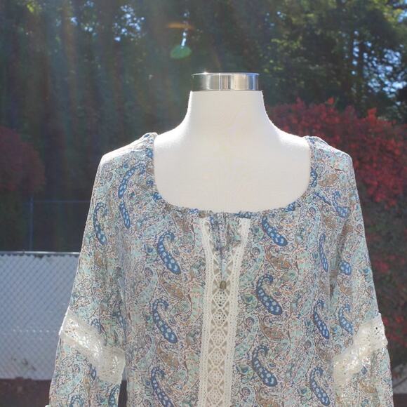 Forever21 Women's Boho Peasant Blouse Embroidered Paisley Print Size XS - Picture 4 of 11